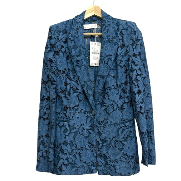 NWT Zara Lace Blazer in Teal Blue Size S - Picture 8 of 17